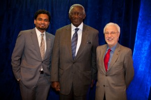 Dr. Neeraj Mistry, John Kufuor and Dr. Ciro de Quadros at the luncheon to welcome Kufuor as NTD Special Envoy