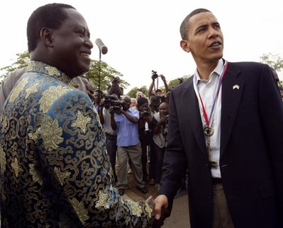 Obama before he was President with Raila Odinga a front runner in the current elections.Allegations that Odinga was robbed of victory in the 2007 elections led to wide spread violence which brought the country to the brink of civil war