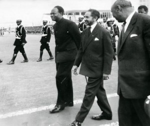 STR/AFP/Getty Images) AFP/Getty Images: Reproduction of a file photo dated 25 May 1963 shows the Ethiopian Emperor Haile Selassie (C) and Ghana’s founder and first President Kwame Nkrumah (L) during the formation of the Organization of African Unity in Addis Ababa.
