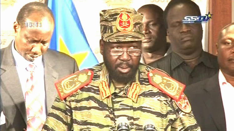 South Sudanese President Salva Kiir announces the alleged ‘coup’ perpetrated by former Vice President Riek Machar