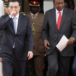 Chinese Premier Li and Kenya's President Kenyatta arrive for a news conference after holding bilateral talks in Nairobi