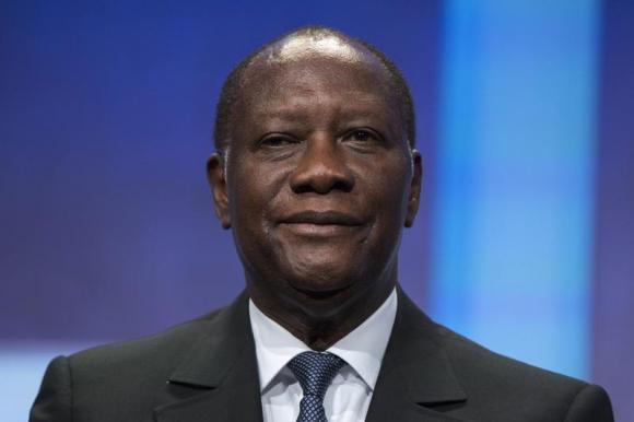President of Ivory Coast Alassane Ouattara sits on stage in support of a commitment to stop poaching of African elephants announced at the Clinton Global Initiative (CGI) in New York September 26, 2013. CREDIT: REUTERS/LUCAS JACKSON