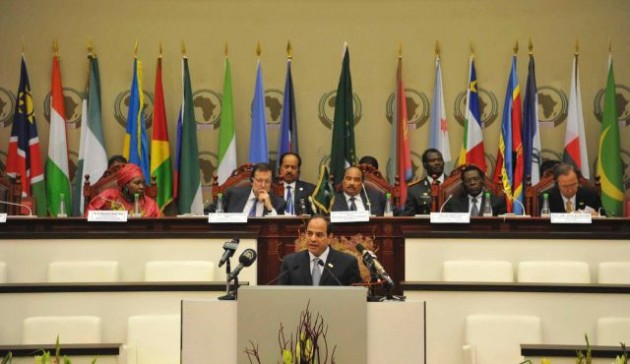 Egyptian President Abdel Fattah al-Sisi adresses the African Union summit.