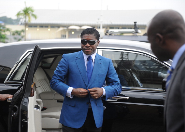 A picture taken on June 24, 2013 shows Teodorin Nguema Obiang, the son of Equatorial Guinea's president Teodoro Obiang and the country's vice-president in charge of security and defence, arriving at Malabo stadium for ceremonies to celebrate his 41st birthday. AFP PHOTO / JEROME LEROY (Photo credit should read JEROME LEROY/AFP/Getty Images)