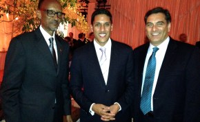 (L to R) Rwanda's President Paul Kagame, USAID Administrator, Dr. Rajiv Shah, Symbion Power CEO, Paul Hinks at the White House Africa Heads of State Dinner 