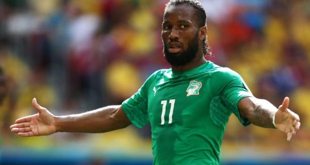 Didier Drogba has retired from international football after winning 104 caps with the Ivory Coast and captaining the side for eight years. Photograph: Warren Little/Getty Images