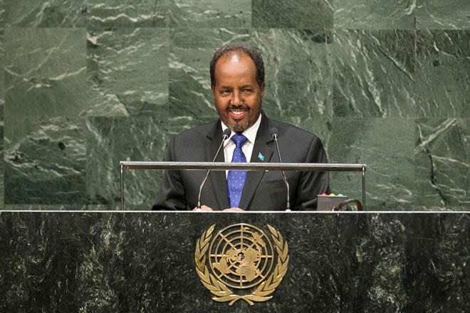 Hassan Sheikh Mohamud, President of the Somali Republic, addresses the General Assembly.