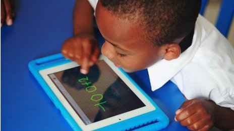 The Qelasy tablet is pre-loaded with the entire school curriculum