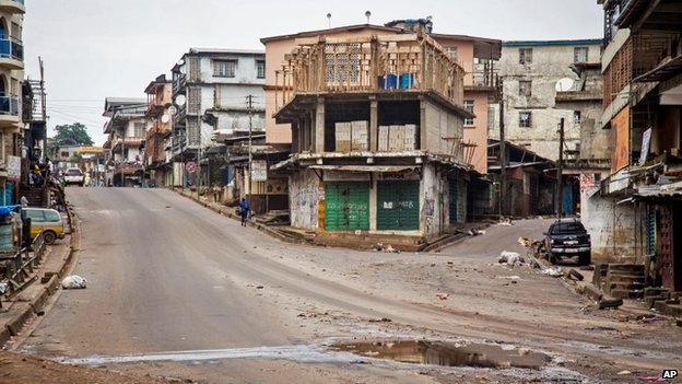 Normally bustling streets in the capital Freetown were deserted on Friday