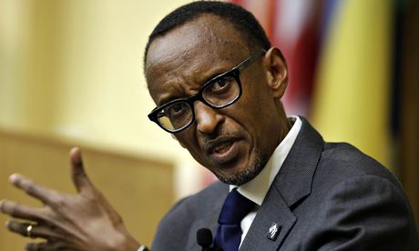 Paul Kagame speaks at Tufts University near Boston. Photograph: Steven Senne/AP