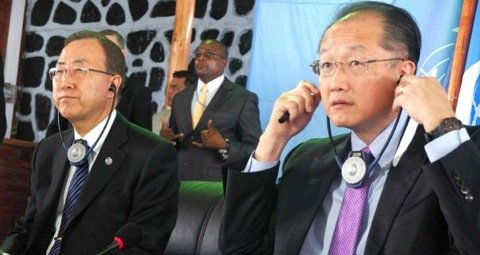 United Nations secretary-general, Ban Ki-moon (L) and the World Bank Group president, Jim Yong Kim (R). Photo©Reuters