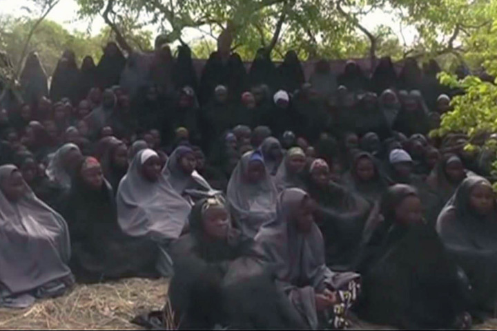 Boko Haram shows off 200 schoolgirls after they were abducted six months ago. Photo: AP