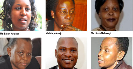 Ms Sarah Kagingo, Ms Mary Amajo, Ms Linda Nabusayi, Ms Lucy Nakyobe, Mr Tamale Mirundi and Maj Edith Nakalema