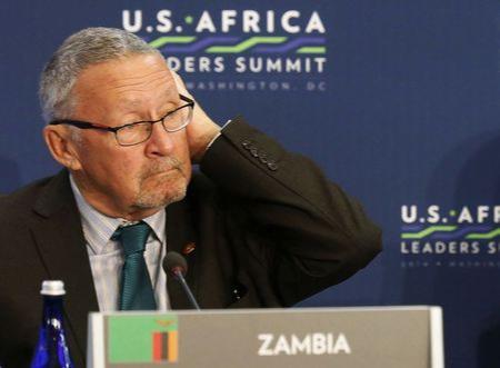 Zambia's Vice President Guy Scott listens as U.S. President Barack Obama speaks at the first Leaders' Session of the U.S.-Africa Leaders Summit at the State Department in Washington in this August 6, 2014 file photo. REUTERS/Larry Downing/Files