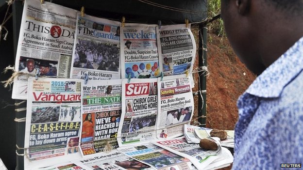 News of the government supposedly sealing a truce with Boko Haram made the front pages