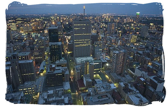 View of Johannesburg CBD at dusk - City of Johannesburg South Africa