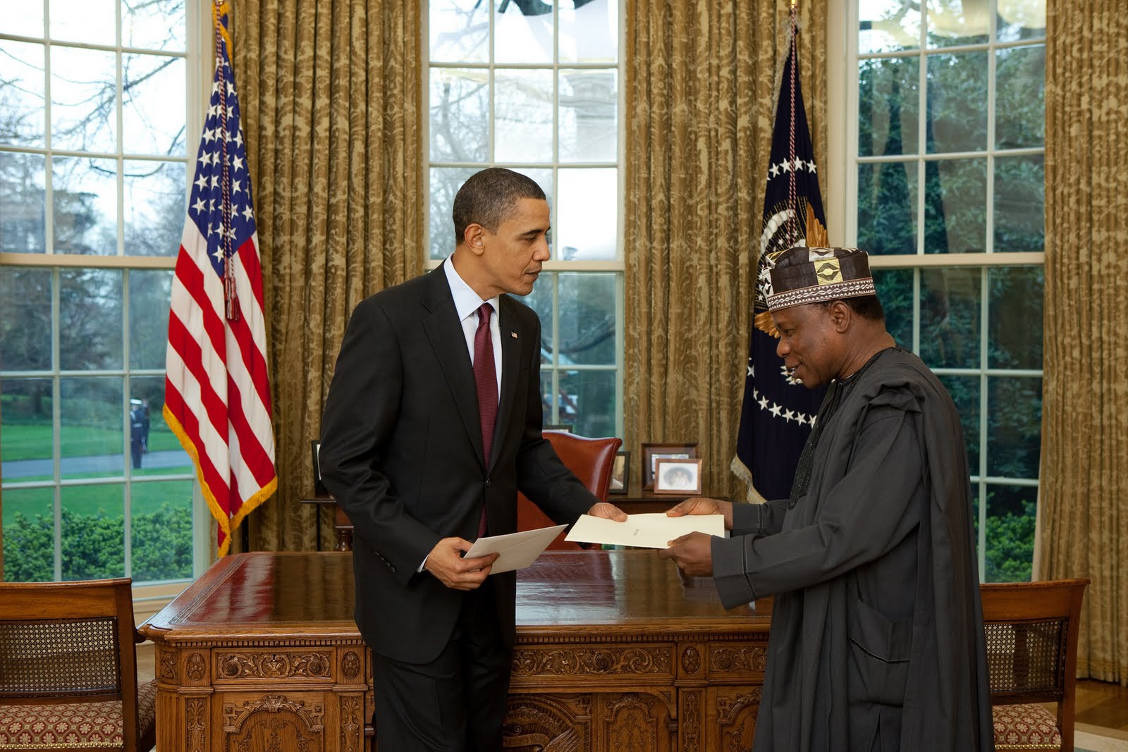 Nigeria's Ambassador to the United States Prof. Adefuye with U.S President Barack Obama