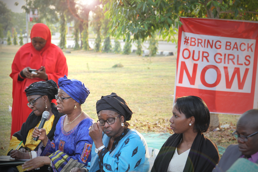 AU Special Envoy for Women, Peace and Security, Bineta Diop and a team from the AU meets members of the “Bring Back our Girls” campaign, a group that is advocating for greater global attention to the issue of the abducted Chibok girls -