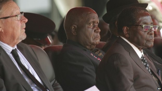 Kenneth Kaunda, seen here between Guy Scott and Robert Mugabe, has outlasted three of his successors