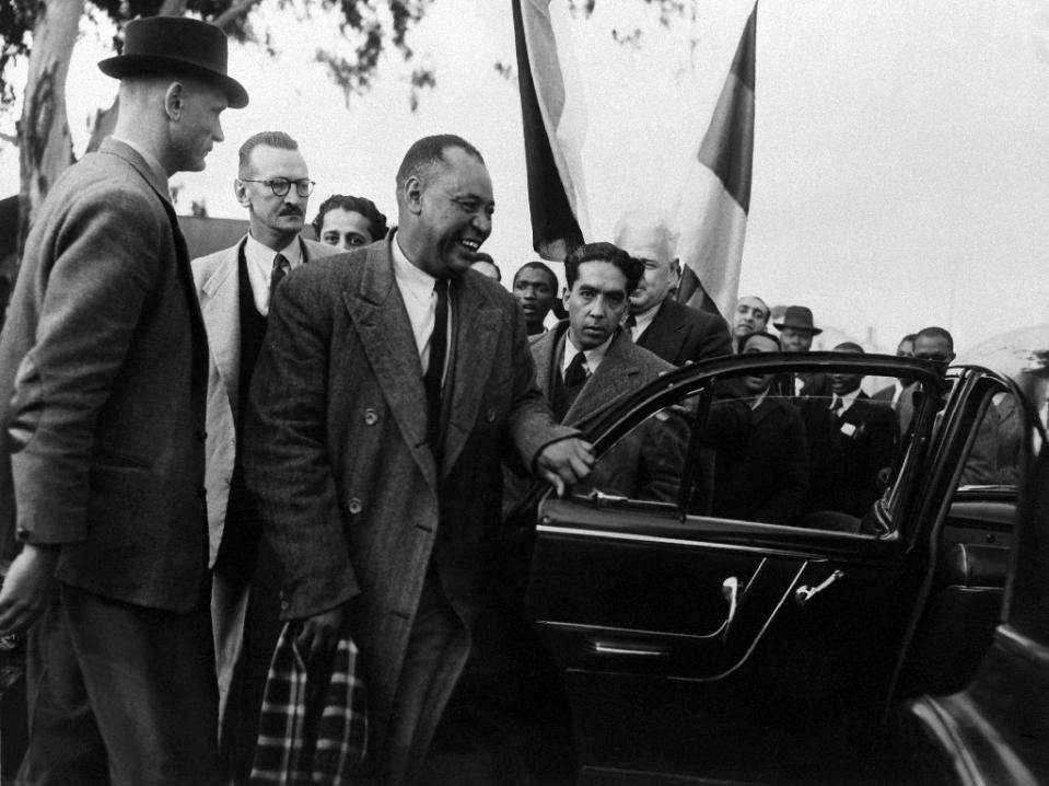 ANC leader John Beaver Marks (C) in Johannesburg, South Africa, seen in this June 1952 photograph. The remains of Marks and Moses Kotane are flown back to South Africa nearly 40 years after they died in Russia (AFP Photo/)