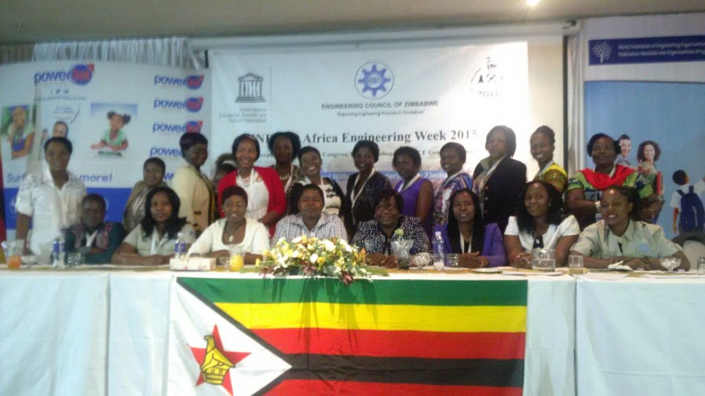 Zimbabwe Institution of Engineers (ZIE) Women in Engineering members at the division launch during the Africa Engineering Week in Victoria Falls in Zimbabwe on 14 to 19 September, 2015.