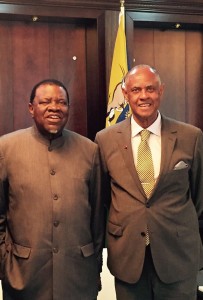 CFA President Melvin Foote with the newly inaugurated President of the Republic of Namibia, H.E. Hage G. Geingob, at the State House in Windhoek, Namibia.Mr Foote was a guest at Geingob’s inauguration in March 2015