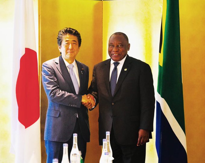 South Africa President Cyril Ramaphosa and Prime Minister of Japan, HE Shinzō Abe during the Tokyo International Conference on African Development (TICAD) in Yokohama Japan-[Photo by South Africa Presidency].