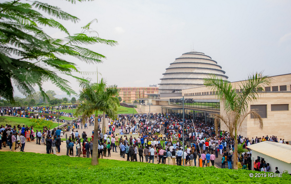 Thousands of people were gathered outside Kigali Convention Centre attending Kinuthia's meeting