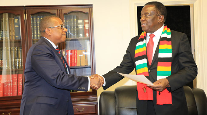 President Mnangagwa with US Ambassador Brian Nichols