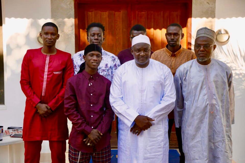 Jizzle and his team with President Barrow