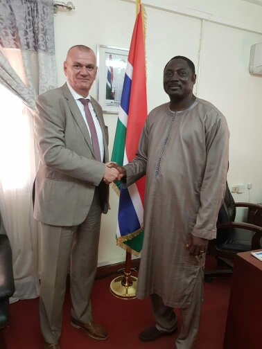 Ambassador Attila LAJOS, the EU Head of Delegation with Gambian Foreign Minister Dr Mamadou Tangara, Photo credit Fatu Network