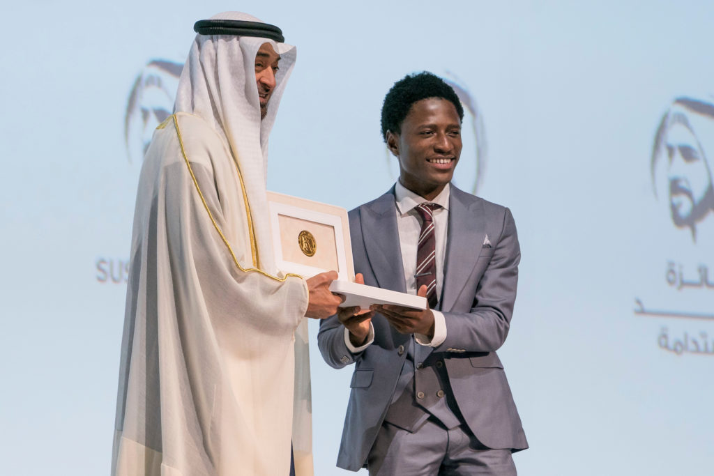 HH Sheikh Mohamed Bin Zayed with the winner from the Okuafo Foundation -...