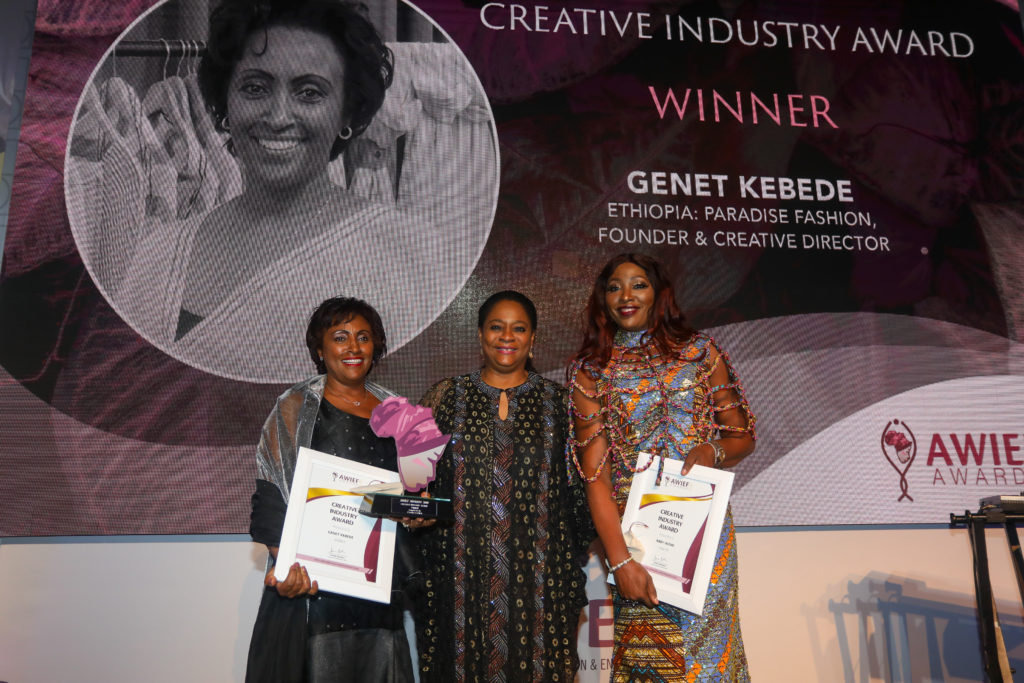 L-R Genet Kebede - AWIEF Creative Industry Award winner 2019, Arunma Oteh - former VP & Treasurer, World Bank and Abby Ikomi, AWIEF Creative Industry Award Finalist 2019