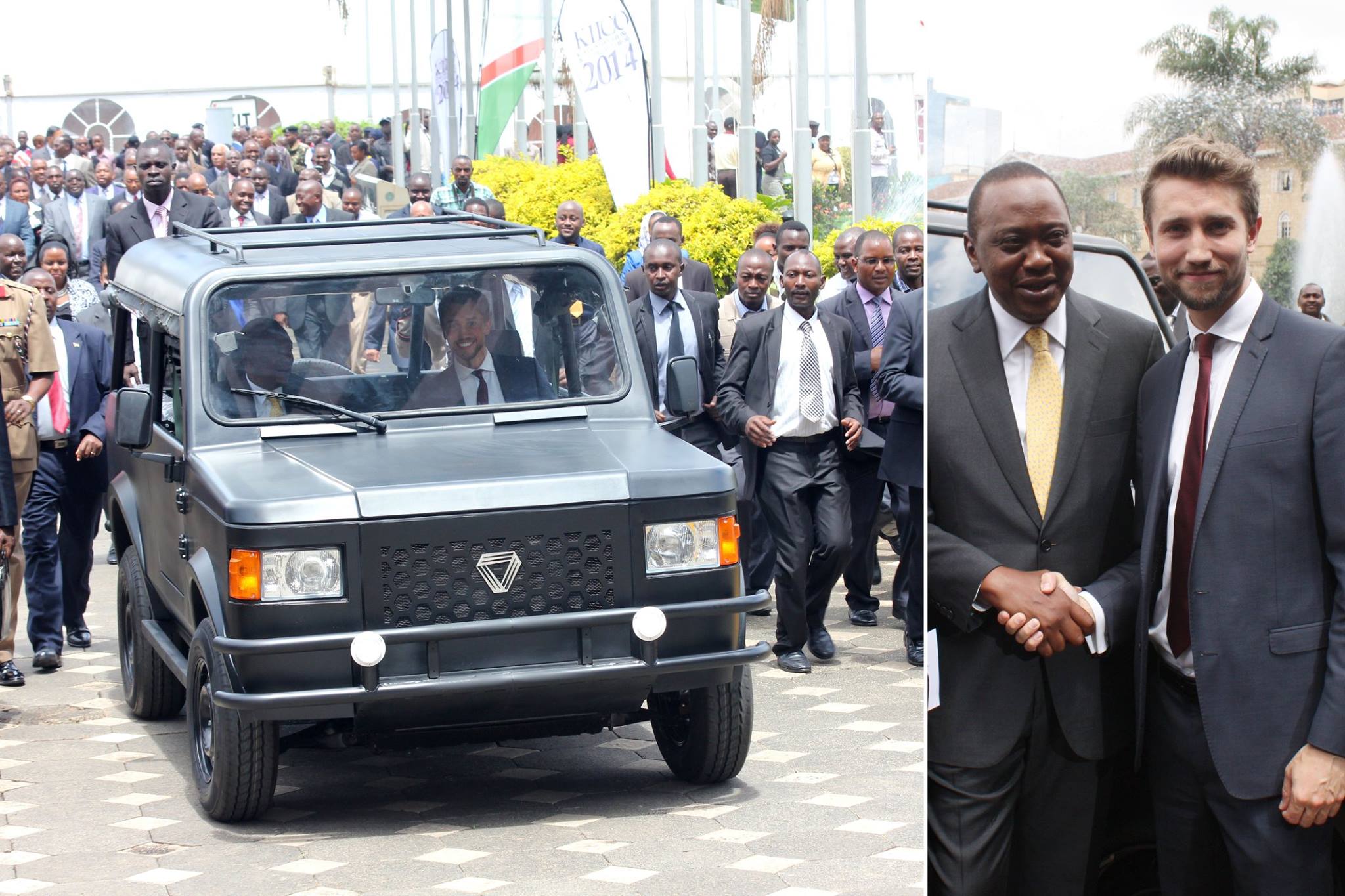 Kenyan President Uhuru Kenyatta had a special test drive of a Mobius car in 2014