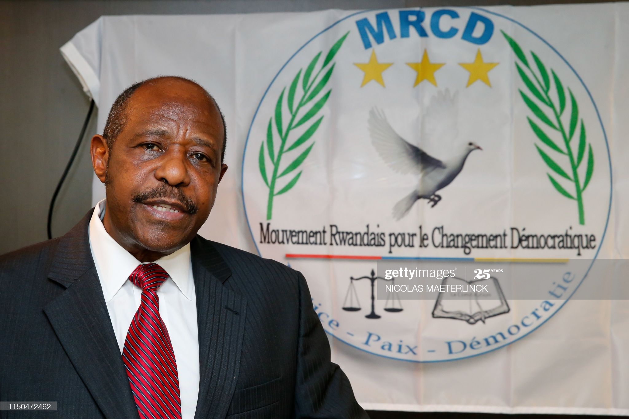 Rwandan Movement for Democratic Change (MRCD) MRCD-UBUMWE chairman Paul Rusesabagina speaks during a press conference of the political platform MRCD-UBUMWE and the political party RDI-EWANDA RWIZA, concerning the political and security situation in Rwanda, in Brussels, on June 18, 2019. (Photo by NICOLAS MAETERLINCK / various sources / AFP) / Belgium OUT (Photo credit should read NICOLAS MAETERLINCK/AFP via Getty Images)