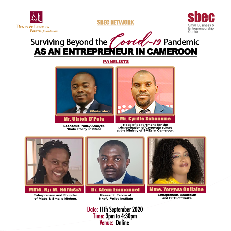 Participants at the SBE Webinar on Surviving Beyond the COVID 19 Pandemic as an Entrepreneur in Cameroon