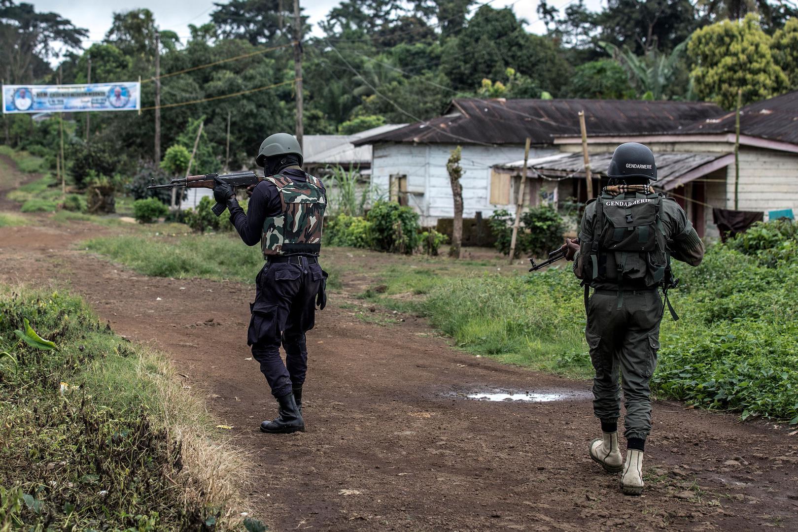 Security forces patrolling Muyuka, a town in the South West Region of Cameroon