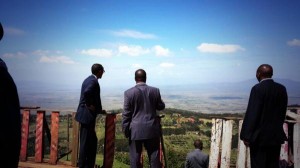 President admiring the view of the Great Rift Valley in Naivasha on Monday -