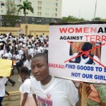 People demonstrate to press for the release of missing Chibok school girls, in Lagos on May 12, 2014 (AFP Photo/Pius Utomi Ekpei)