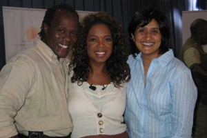 ff Koinange, Oprah Winfrey with his wife Shaila after she made her speech as one of the first students to be admitted to the Oprah Winfrey Leadership Academy in Johannesburg, South Africa. PHOTO/COURTESY