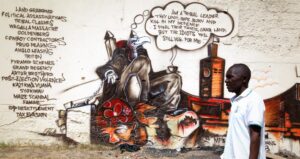 When government appears unconcerned about corruption and illicit financial flows, citizens must find other ways to be heard, as in this striking street art in Nairobi’s central business district. Photo©Thomas Mukoya/Reuters