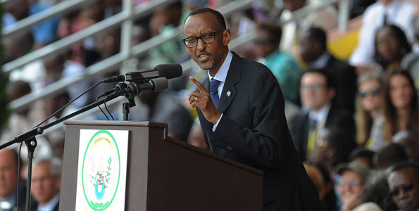 President Paul Kagame at a past function. He has said that his country will continue to arrest or “even shoot on the spot” individuals who wish to destabilise Rwanda’s state security. Photo/FILE|AFP