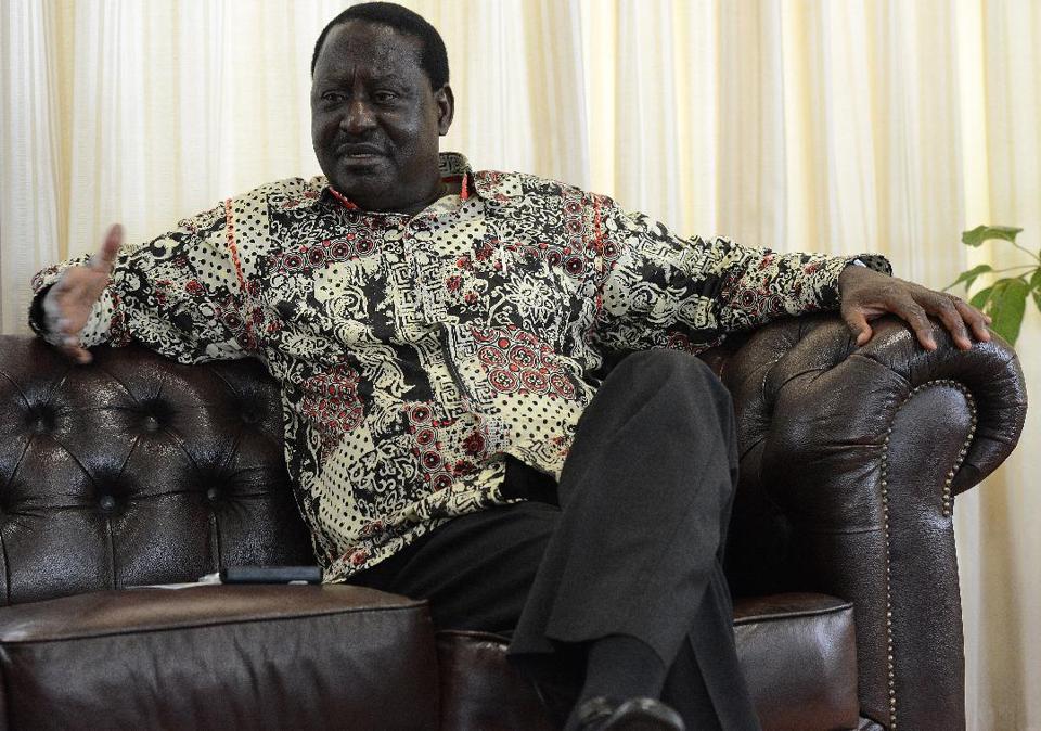 Kenyan opposition leader Raila Odinga in an interview with AFP at his office in Nairobi on July 15, 2014 (AFP Photo/Simon Maina)