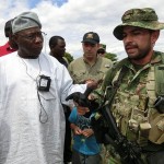 H.E Obasanjo greets a Colombian Special Forces Platoon