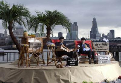 A protest against UK tax havens by Enough Food IF. Photograph by David Parry.