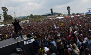 Akon performs at the Peace Day concert at the airport in Goma, the Democratic Republic of the Congo. Photograph: Phil Moore/AFP/Getty Images