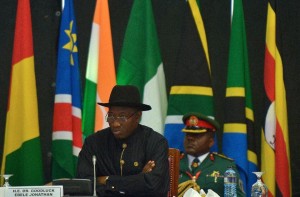 Nigerian President Goodluck Jonathan attends the opening of the African Union Peace and Security Summit in Nairobi on September 2, 2014 (AFP Photo/Tony Karumba)