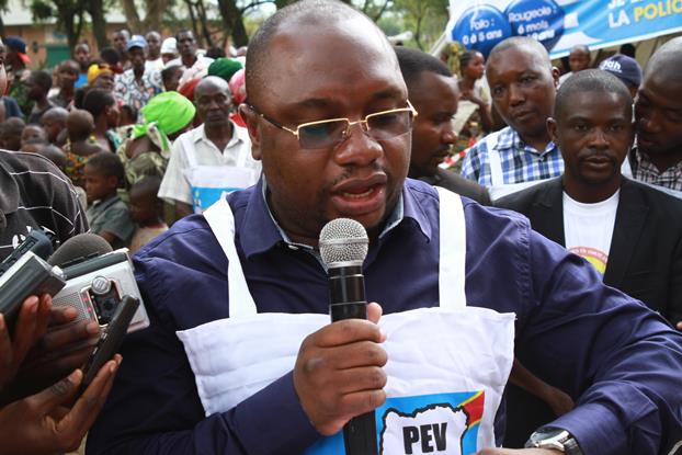 Congolese Health Minister Felix Kabange launching a health campaign