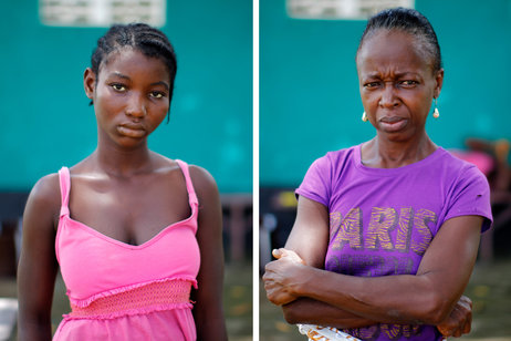 Irene Talo (left), 19, and Miatta Kiazolu, 55, are Ebola survivors. Both received Dr. Gabriel Logan's experimental treatment.