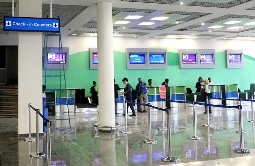 Check-in counters at the newly-refurbished departure section of Kigali International Airport. (J. Mbanda)